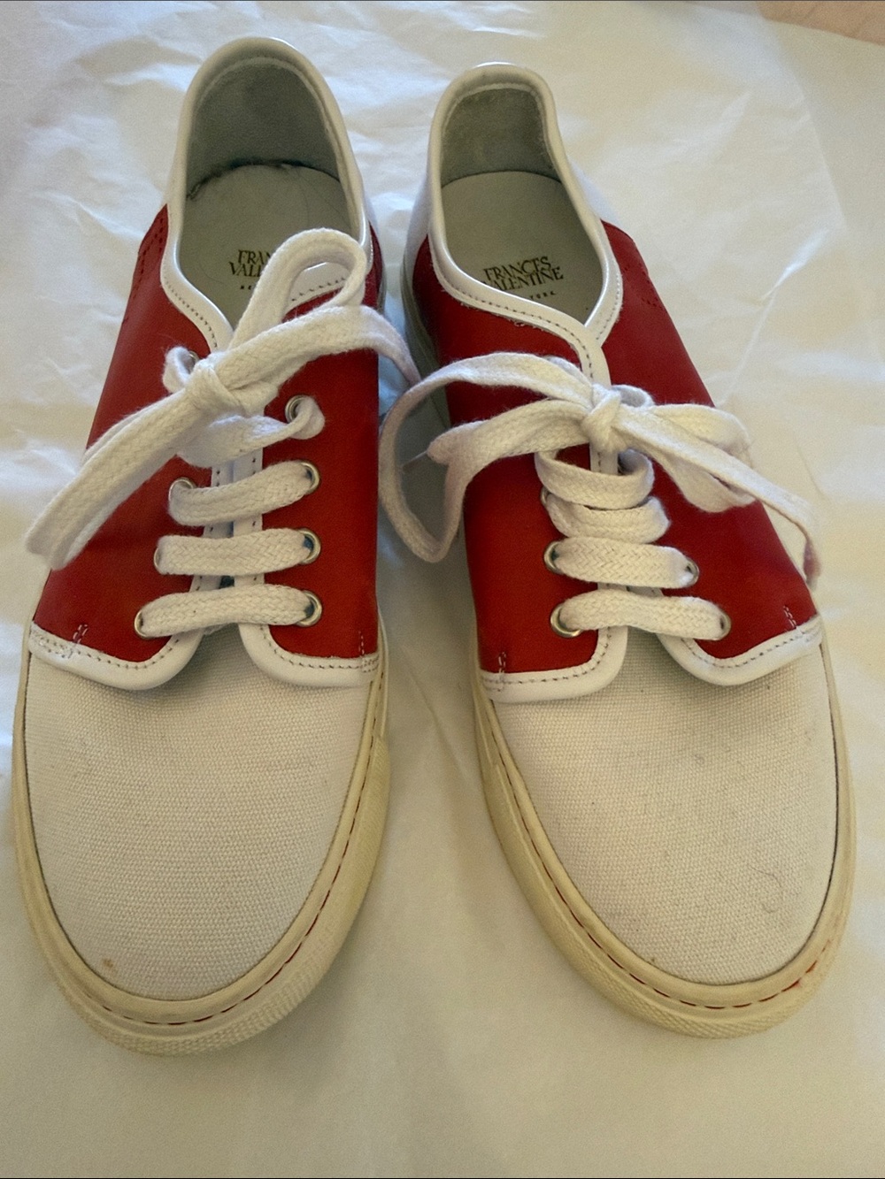 Frances Valentine Red & White Canvas Sneakers 9M
